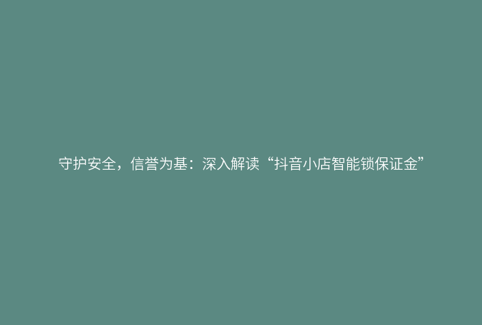 守护安全,信誉为基:深入解读“抖音小店智能锁保证金”