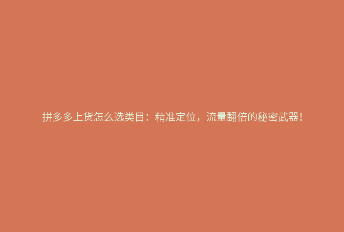 拼多多上货怎么选类目:精准定位,流量翻倍的秘密武器!