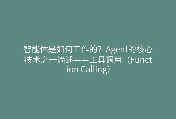 智能体是如何工作的?Agent的核心技术之一简述——工具调用(Function Calling)