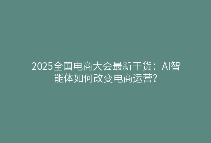 2025全国电商大会最新干货:AI智能体如何改变电商运营?