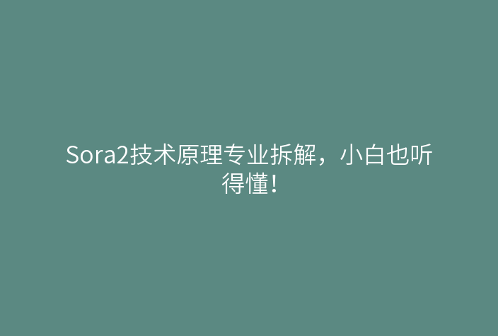 Sora2技术原理专业拆解,小白也听得懂!