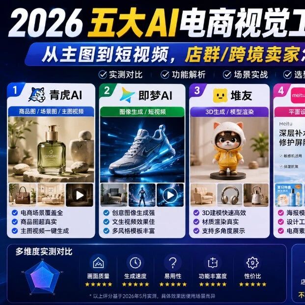2026五大AI电商视觉工具横评：从主图到短视频，店群/跨境卖家怎么选？