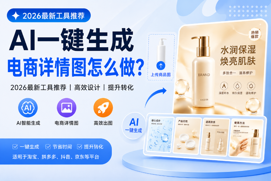 AI一键生成电商详情图怎么做？2026最新工具推荐