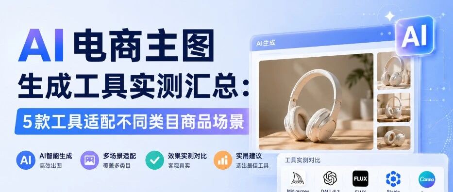 AI电商主图生成工具实测汇总：5款工具适配不同类目商品场景