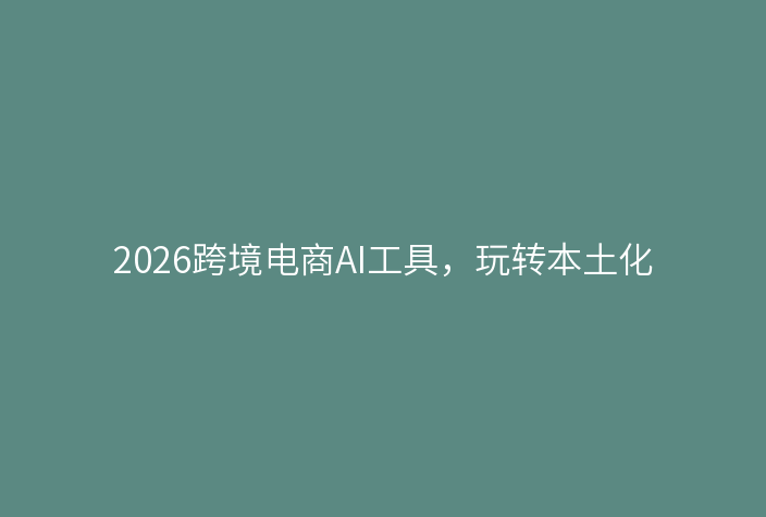 2026跨境电商AI工具，玩转本土化