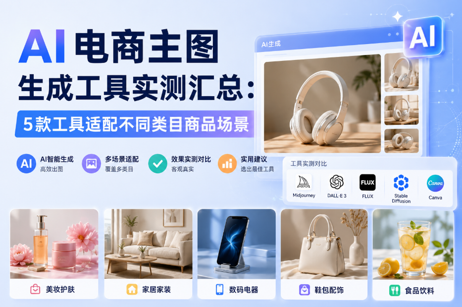 AI电商主图生成工具实测：5款工具适配不同类目商品场景
