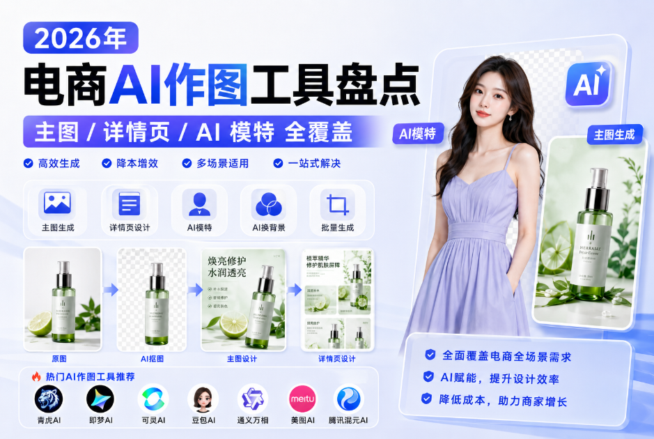 2026年电商AI作图工具盘点:主图/详情页/AI模特全覆盖