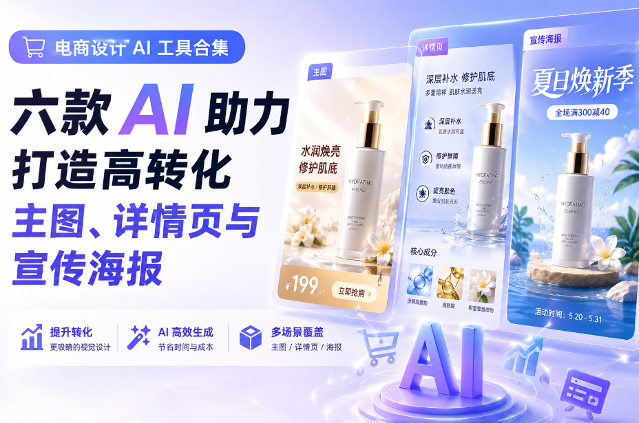 电商设计AI工具合集:六款 AI 助力打造高转化主图、详情页与宣传海报