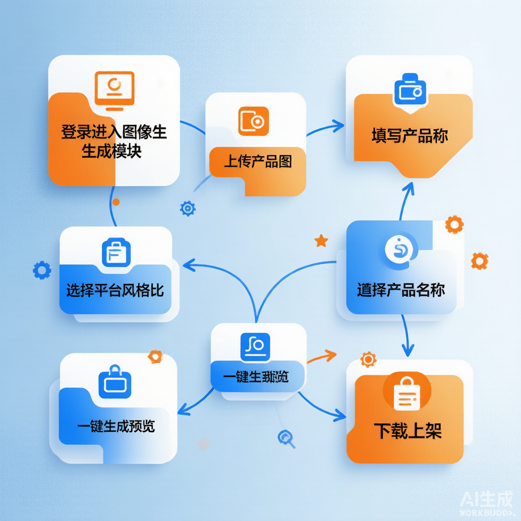 青虎AI电商主图制作六步流程示意图