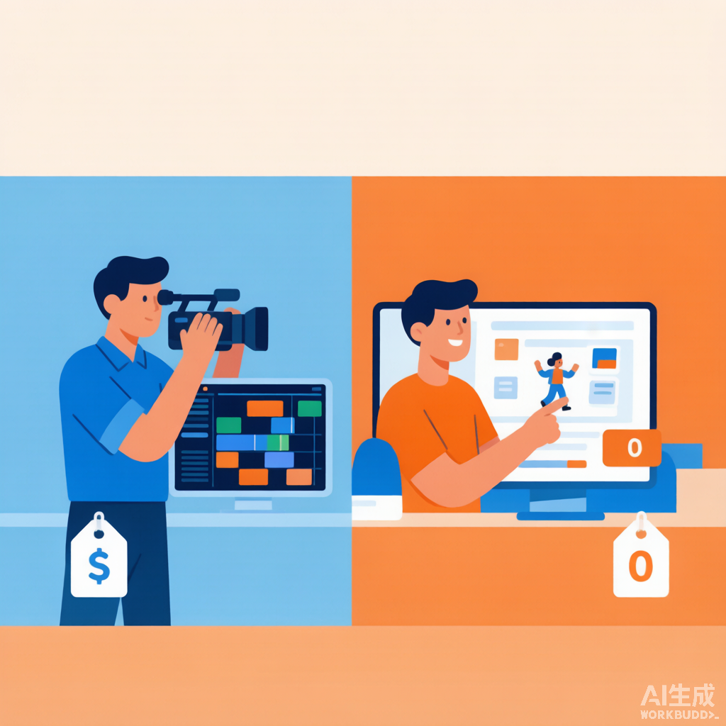 免费AI视频生成软件与传统视频制作成本周期对比图
