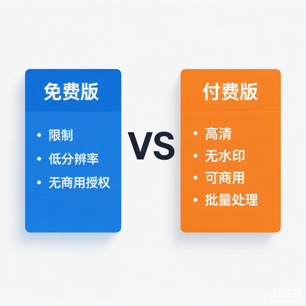 免费版与付费版电商图片工具对比图