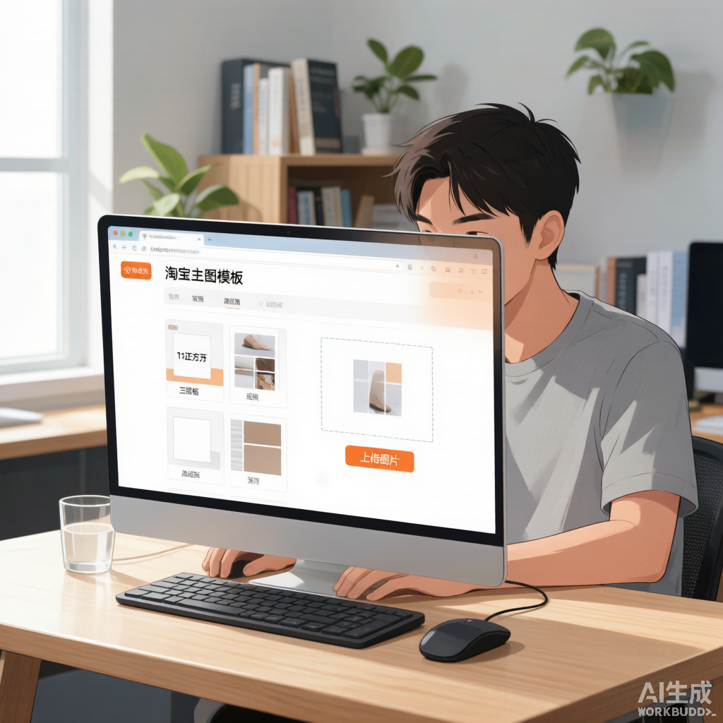 详情图模板网站,电商卖家在电脑前挑选详情页模板