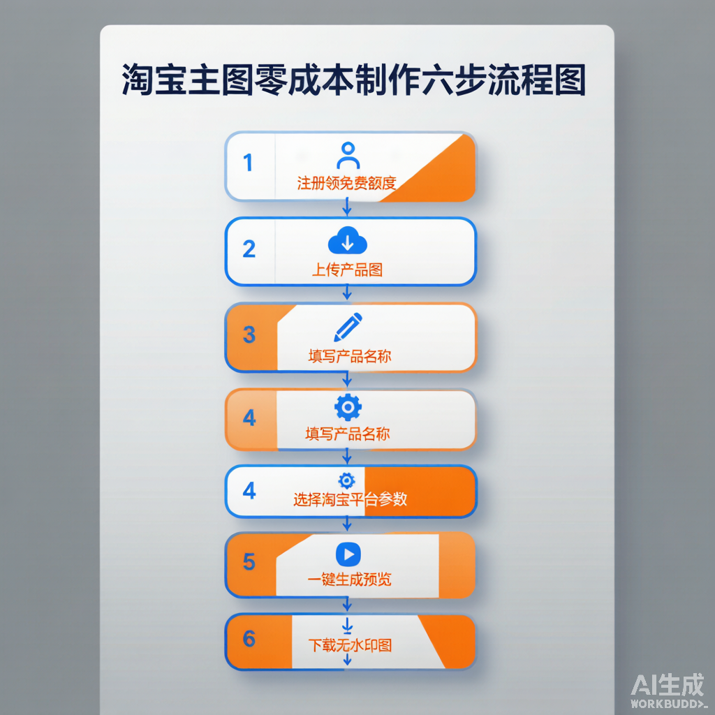 免费详情图模板从挑选到上架六步流程示意图