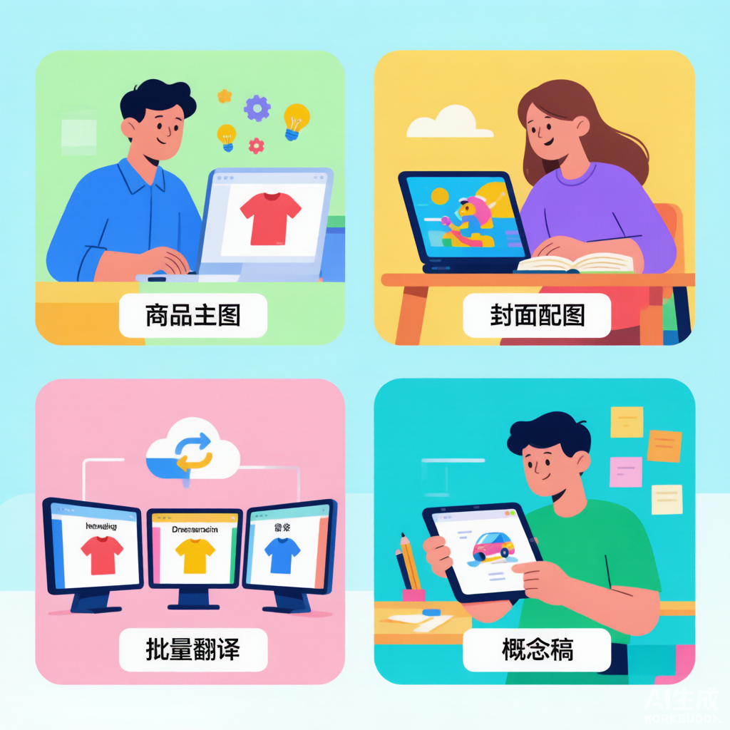 AI图片生成软件多场景应用四宫格