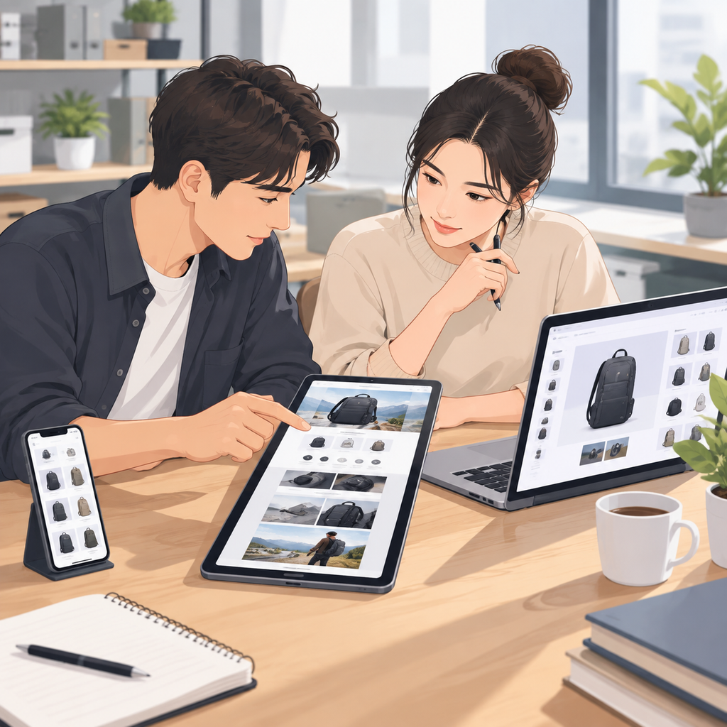 左右对照的浅色扁平示意图，左栏画出一个问号加多张几乎相同的随机结果缩略图，旁边标注盲目重出的字样并用叉号标注，右栏画出先定位一个具体问题点如背景杂乱，再对应一处调整箭头，最后得到改善后的结果缩略图，用对勾标注，两栏之间以竖向虚线分隔，整体为信息图风格
